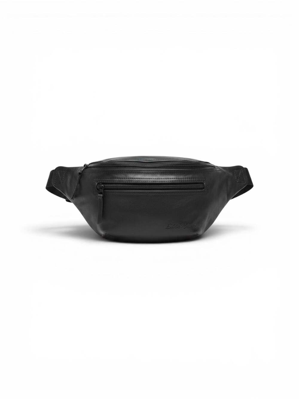 Eddie Bower Black Leather Multi-Compartment Waist Bag / Fanny Pack